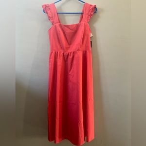 Cool summer dress peach color new with tags size 6 midi length cotton material